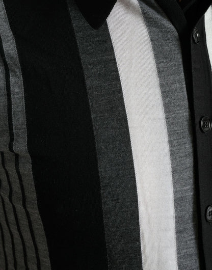 Dolce &amp; Gabbana Black White Jumper Cardigan Polo Sweater
