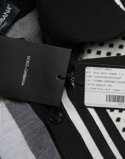 Dolce &amp; Gabbana Black White Jumper Cardigan Polo Sweater