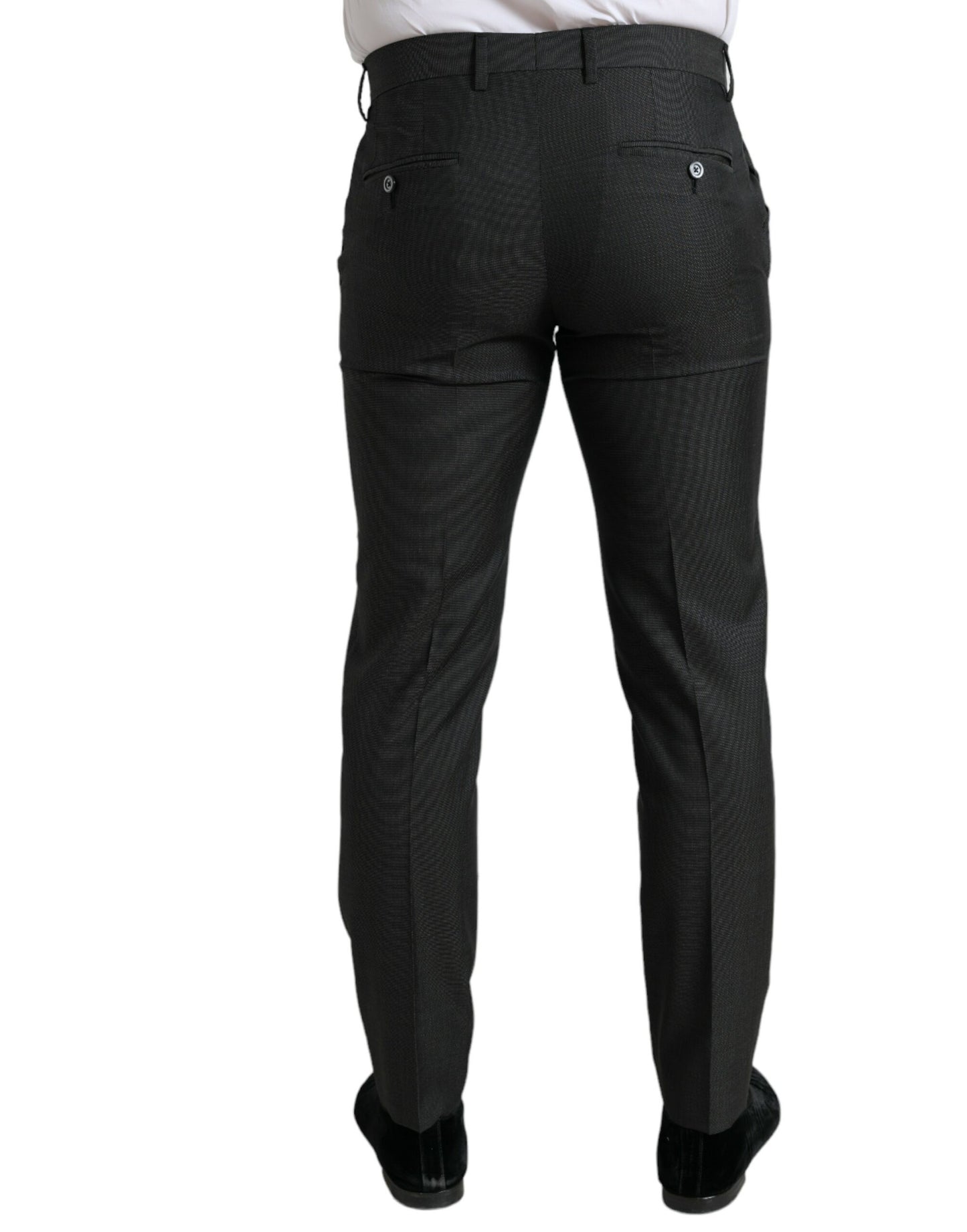 Dolce &amp; Gabbana Dark Gray Stretch Slim Formal Pants