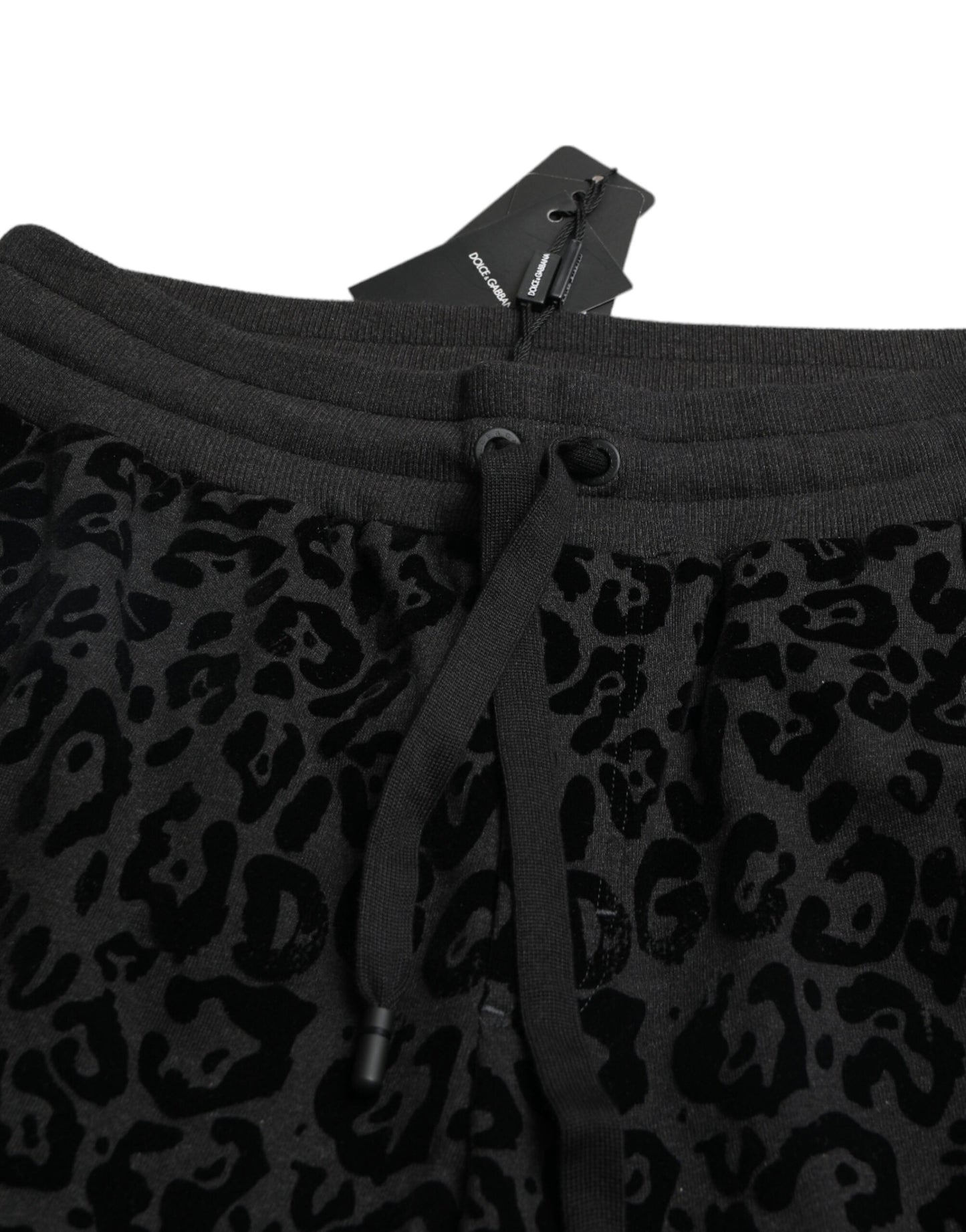 Dolce &amp; Gabbana Black Leopard Cotton Slim Fit Jogger Pants