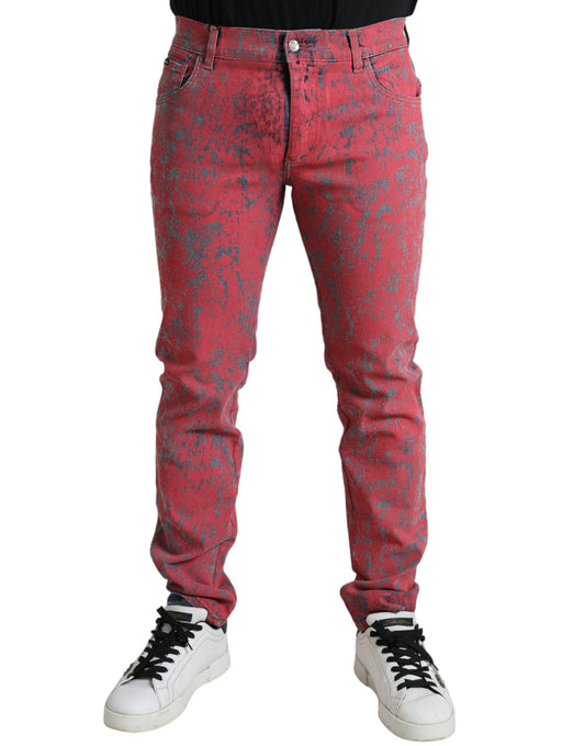 Dolce &amp; Gabbana – Slim Fit-Jeans aus rotem Baumwollstoff für Herren