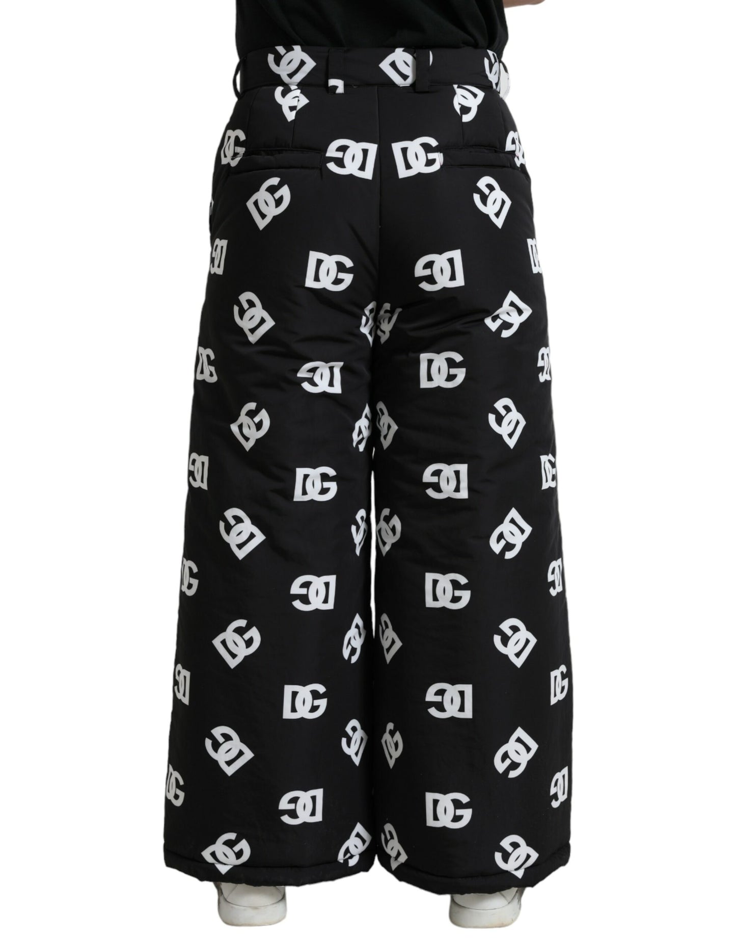 Dolce &amp; Gabbana – Schwarze Hose mit weitem Bein und Logo-DG-Print