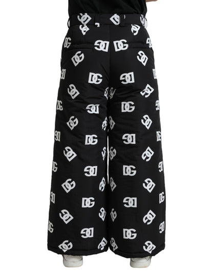 Dolce &amp; Gabbana – Schwarze Hose mit weitem Bein und Logo-DG-Print