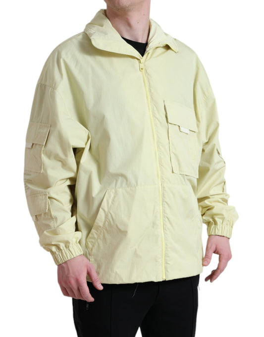 Dolce &amp; Gabbana Yellow Nylon Collared Full Zip Parka Jacket