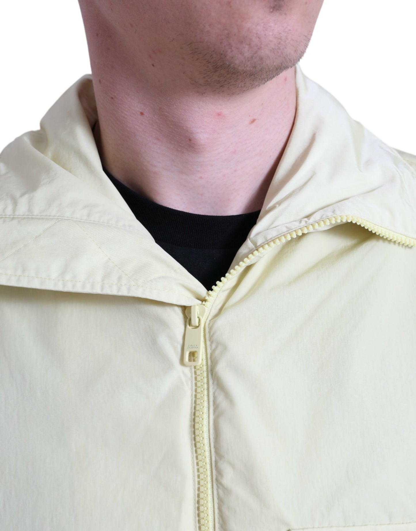 Dolce &amp; Gabbana Yellow Nylon Collared Full Zip Parka Jacket