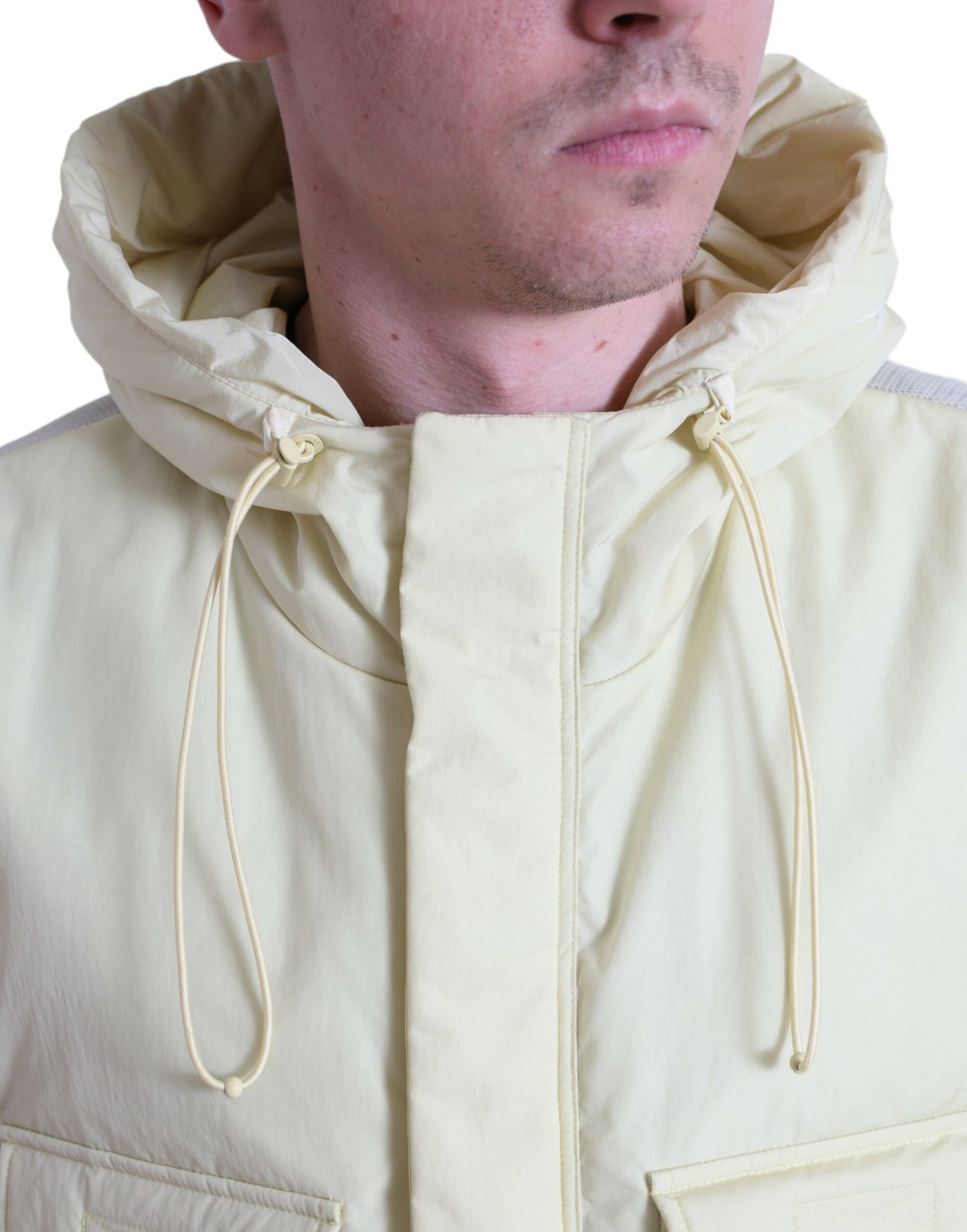 Dolce &amp; Gabbana Yellow Nylon Hooded Sportswear Vest Jacket