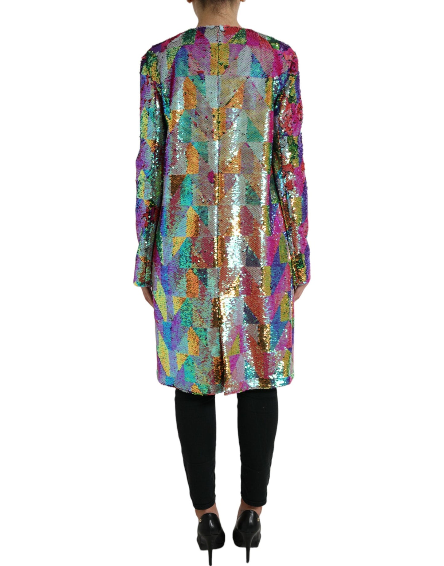 Dolce &amp; Gabbana – Mehrfarbige Manteljacke aus Polyester mit Pailletten