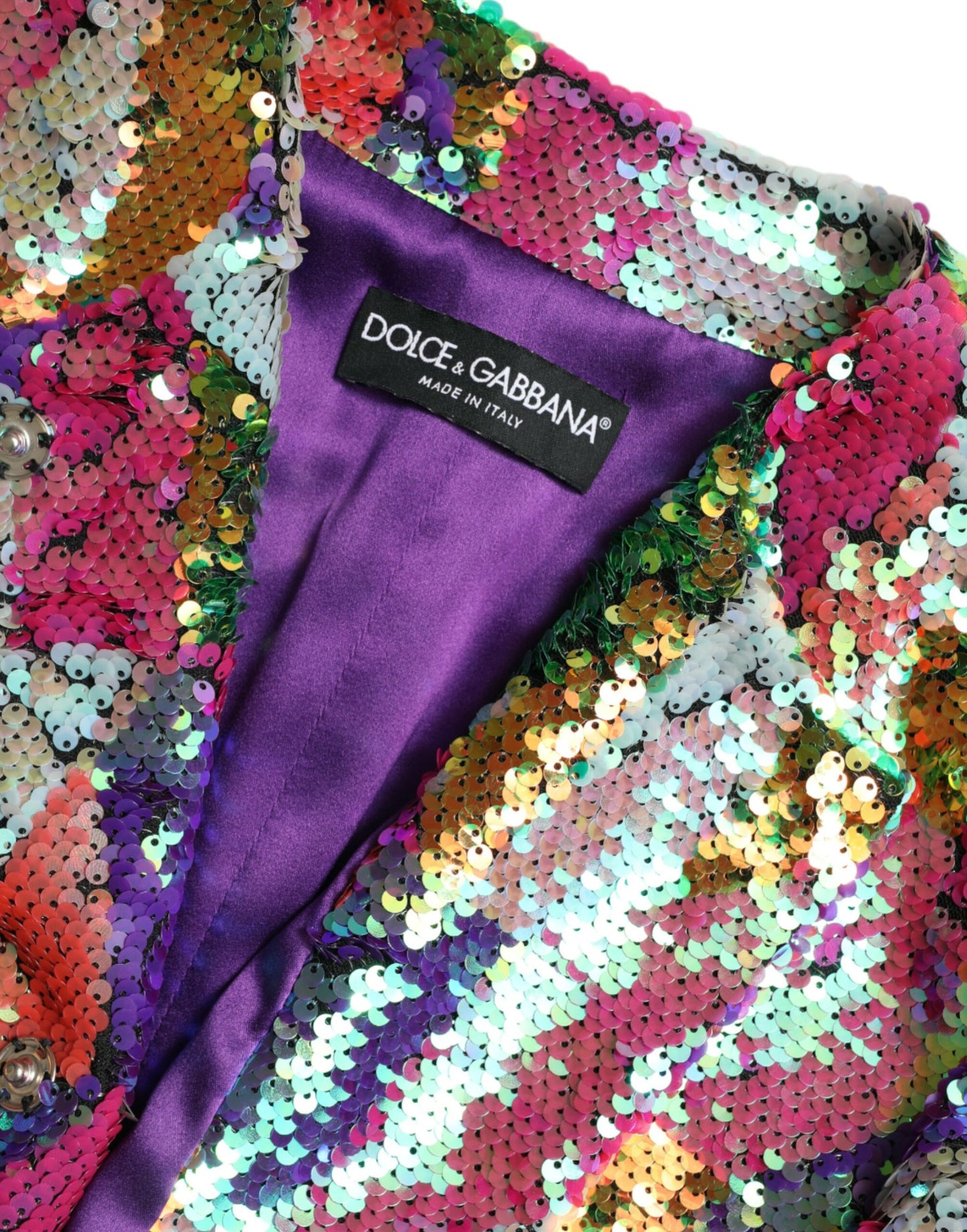 Dolce &amp; Gabbana – Mehrfarbige Manteljacke aus Polyester mit Pailletten