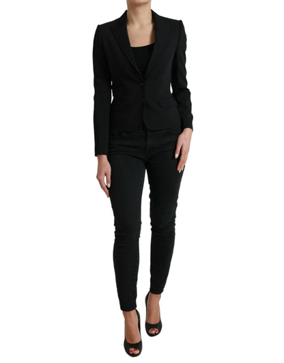 Dolce &amp; Gabbana – Einreihiger Blazer aus schwarzer Wolle