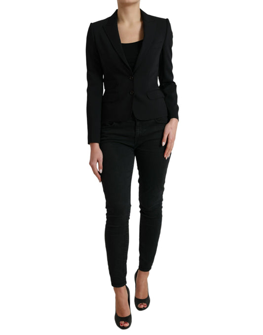 Dolce &amp; Gabbana – Einreihiger Blazer aus schwarzer Wolle