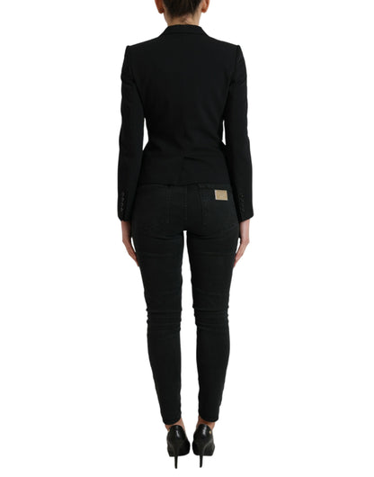 Dolce &amp; Gabbana – Einreihiger Blazer aus schwarzer Wolle