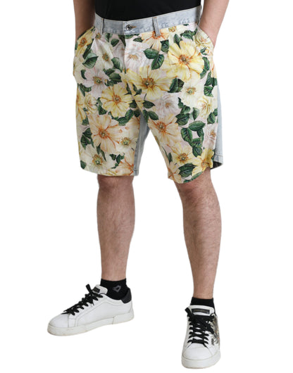 Dolce &amp; Gabbana – Bermudashorts aus Denim mit mehrfarbigem Blumendruck