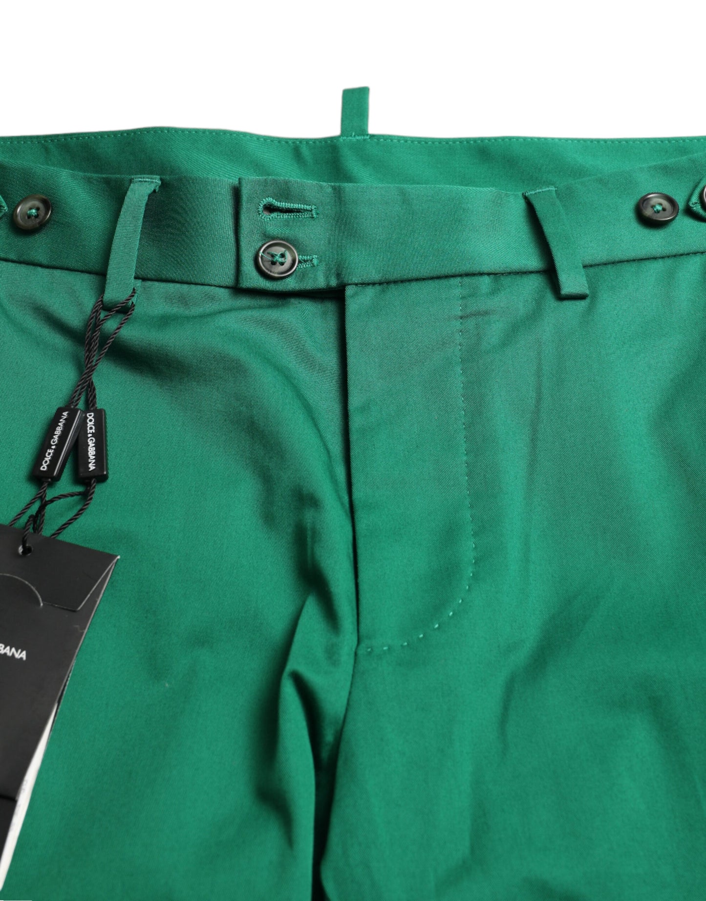 Dolce &amp; Gabbana Dunkelgrüne Herren-Bermudashorts aus Baumwollstretch