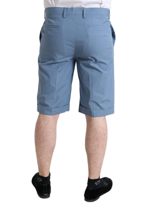 Dolce &amp; Gabbana Sky Blue Cotton Folded Hem Men Bermuda Shorts