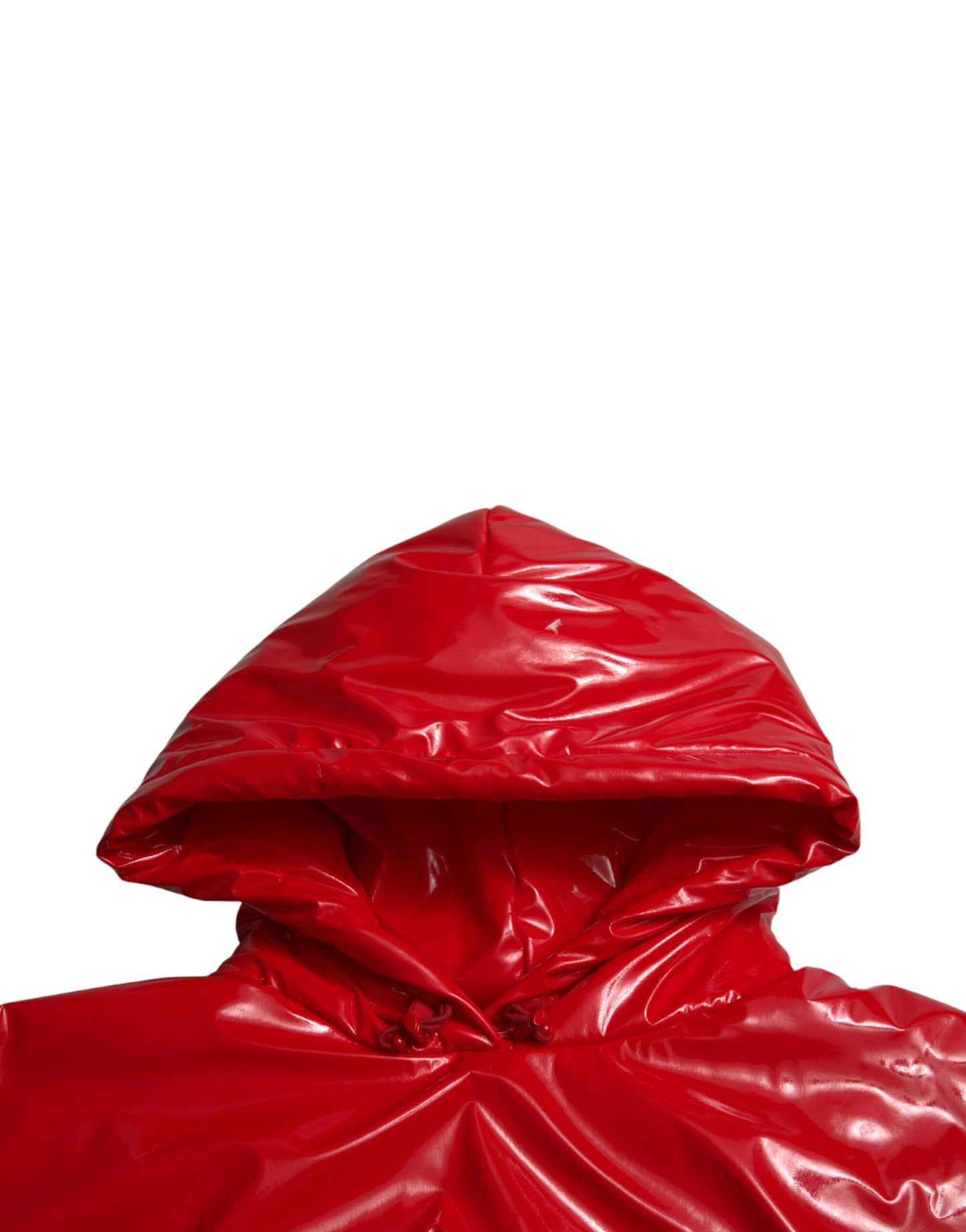 Dolce &amp; Gabbana – Kurze, glänzend rote Manteljacke mit Kapuze