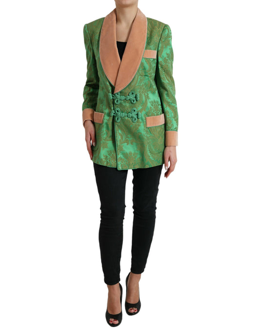 Dolce &amp; Gabbana – Zweireihige Manteljacke mit grünem Blumenmuster