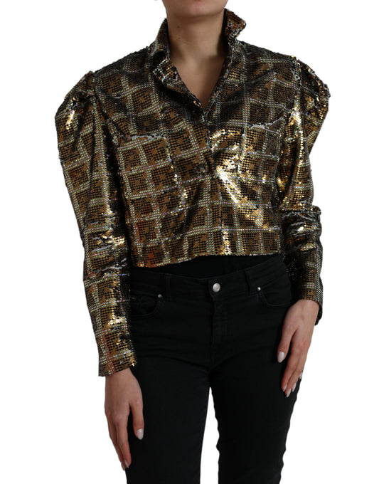 Dolce &amp; Gabbana – Kurze Jacke aus mehrfarbigem Polyester mit Pailletten