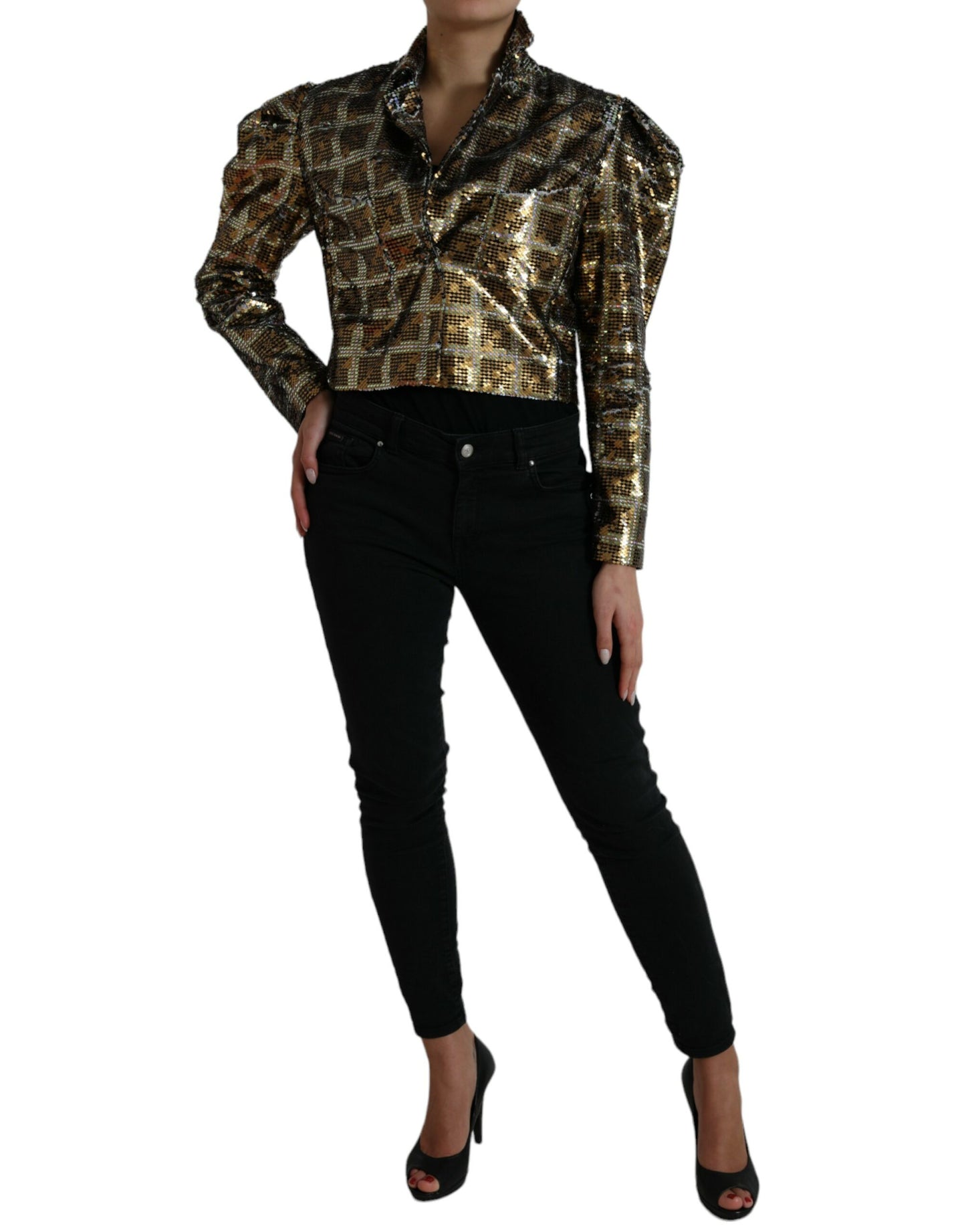 Dolce &amp; Gabbana – Kurze Jacke aus mehrfarbigem Polyester mit Pailletten
