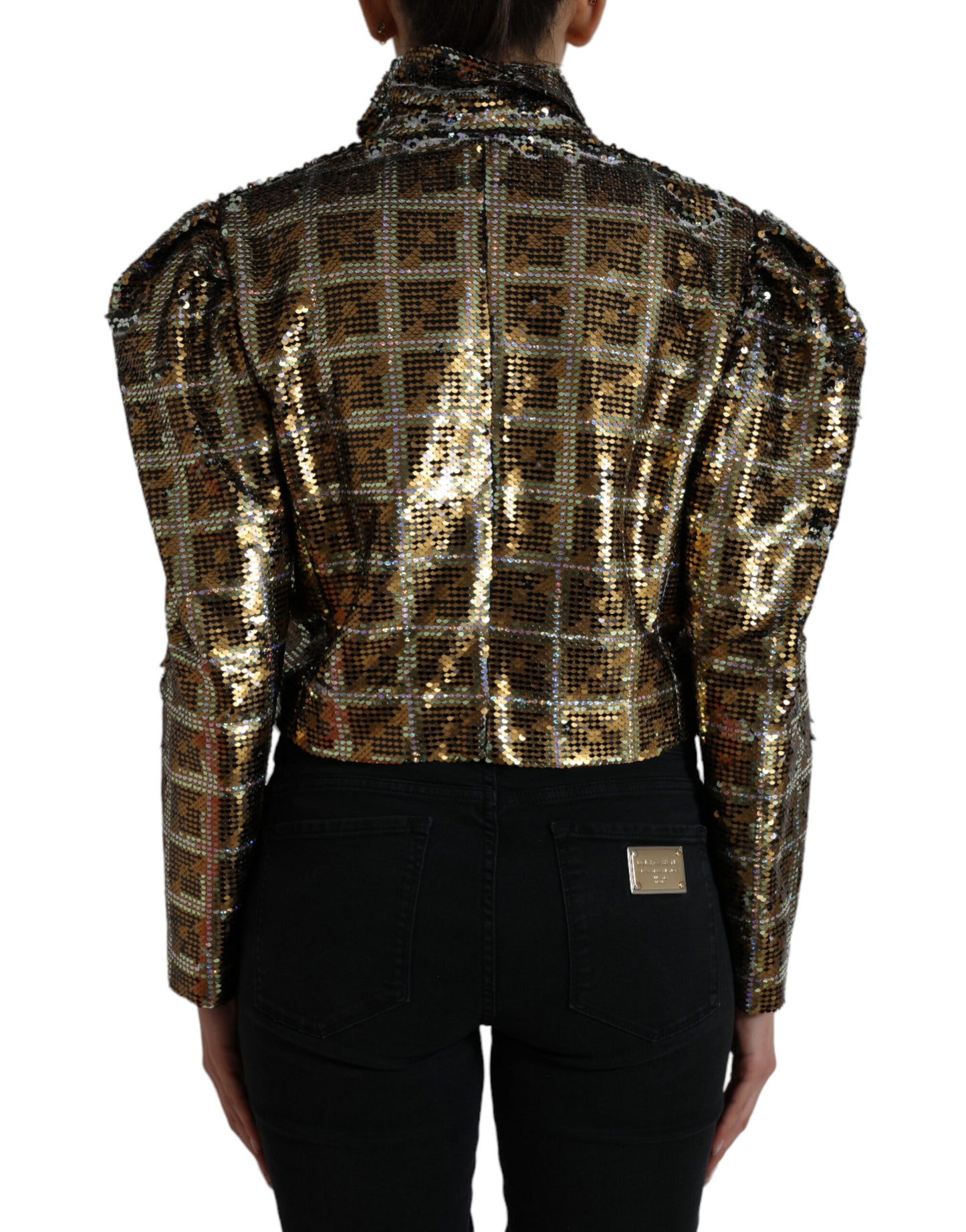 Dolce &amp; Gabbana – Kurze Jacke aus mehrfarbigem Polyester mit Pailletten