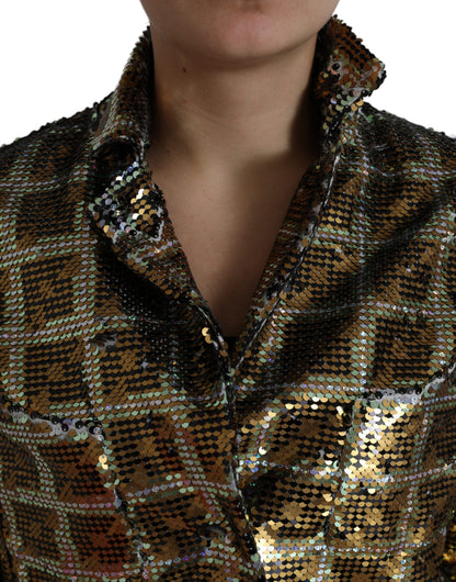Dolce &amp; Gabbana – Kurze Jacke aus mehrfarbigem Polyester mit Pailletten