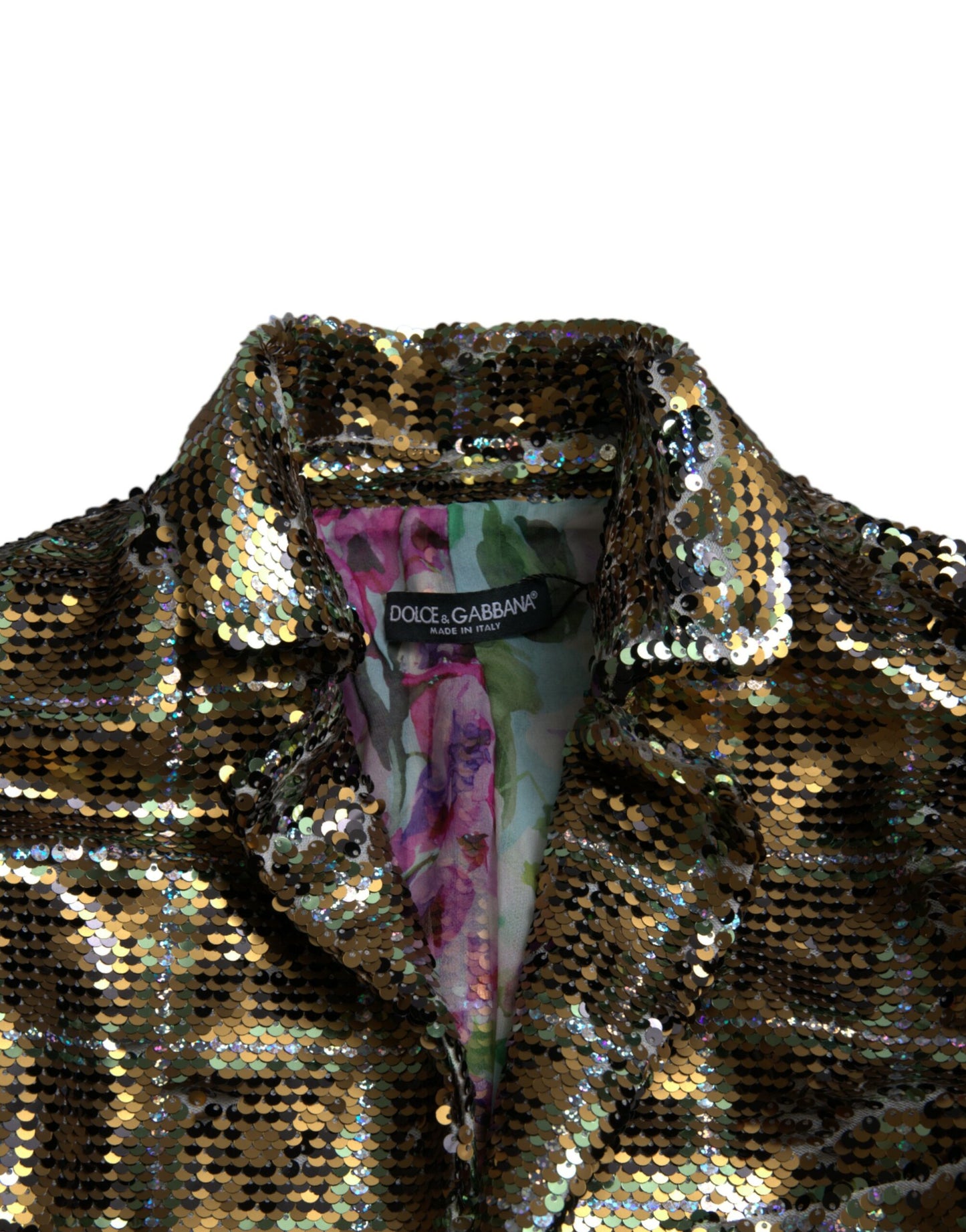 Dolce &amp; Gabbana – Kurze Jacke aus mehrfarbigem Polyester mit Pailletten