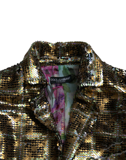 Dolce &amp; Gabbana – Kurze Jacke aus mehrfarbigem Polyester mit Pailletten