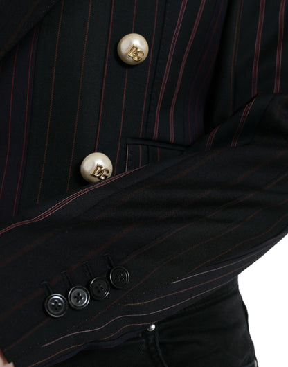 Dolce &amp; Gabbana Schwarz gestreifte SICILIA Zweireihige Jacke