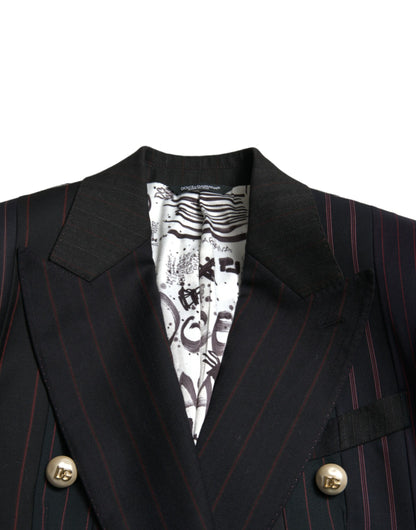 Dolce &amp; Gabbana Schwarz gestreifte SICILIA Zweireihige Jacke