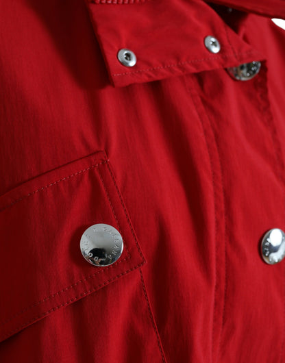 Dolce &amp; Gabbana – Regenjacke aus Polyester mit Kapuze und Knöpfen in Rot