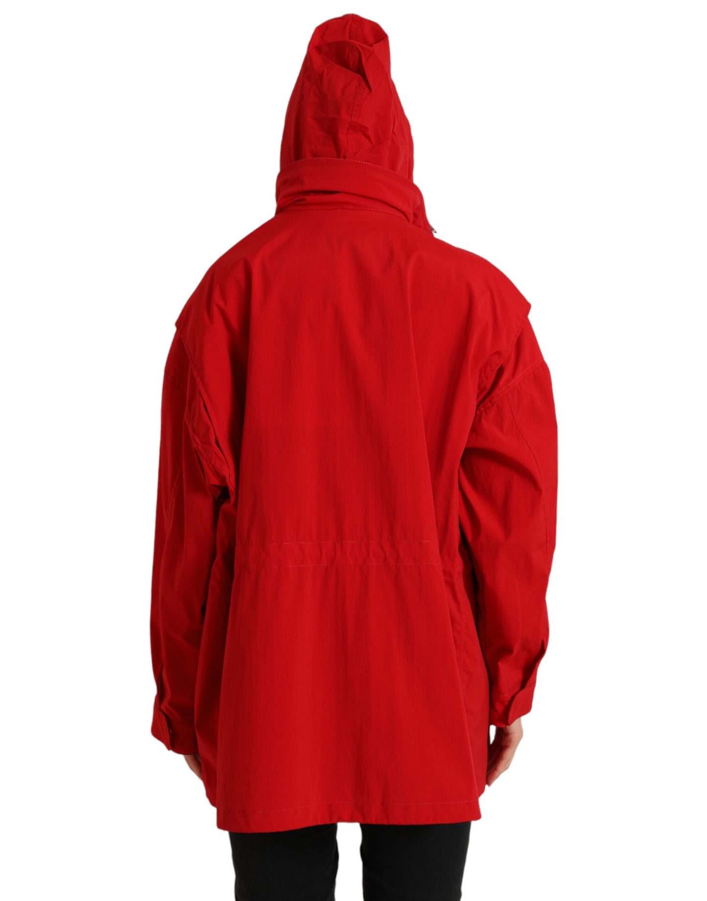 Dolce &amp; Gabbana – Regenjacke aus Polyester mit Kapuze und Knöpfen in Rot