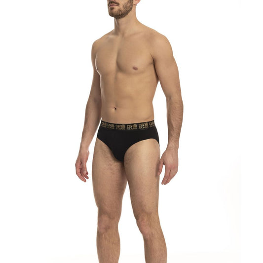 Cavalli Class Herren-Slips aus schwarzer Baumwolle, Paar