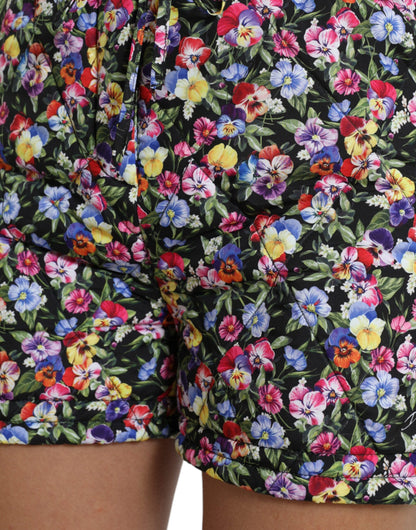 Dolce &amp; Gabbana Multicolor Floral High Waist Hot Pants Shorts