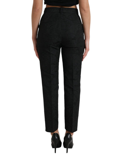 Dolce &amp; Gabbana Black Polyester High Waist Tapered Pants