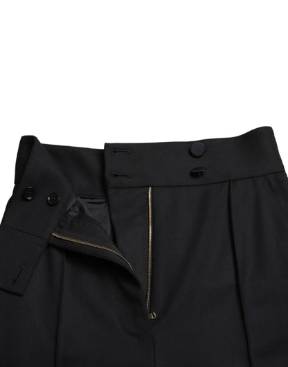 Dolce &amp; Gabbana Black Wool High Waist Tapered Pants