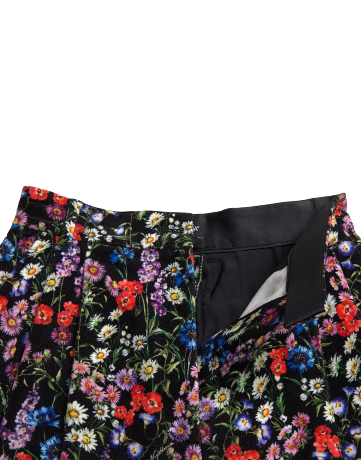 Dolce &amp; Gabbana Black Floral High Waist Hot Pants Shorts