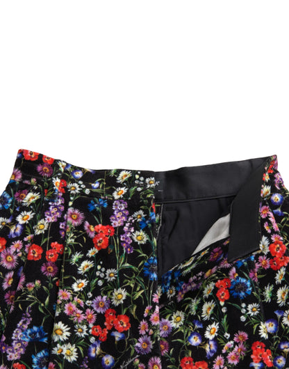 Dolce &amp; Gabbana Black Floral High Waist Hot Pants Shorts