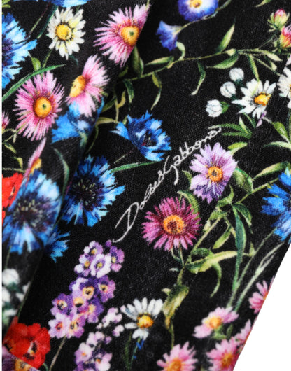 Dolce &amp; Gabbana Black Floral High Waist Hot Pants Shorts