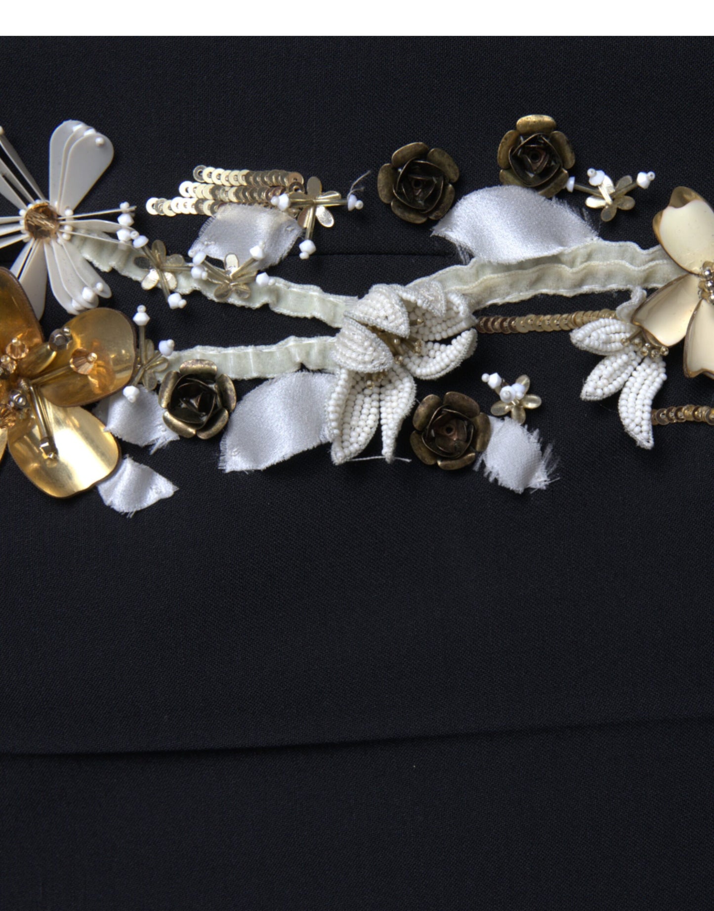 Dolce &amp; Gabbana Black Floral Applique High Waist Tapered Pants