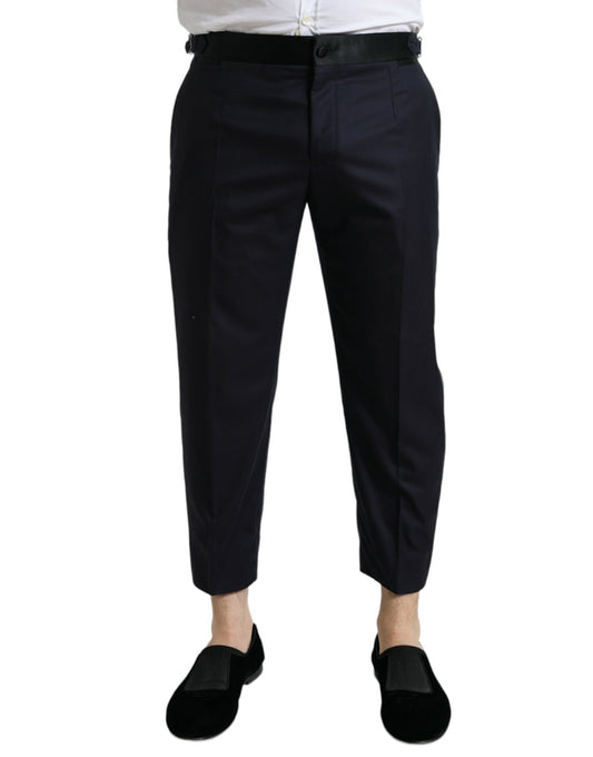 Dolce &amp; Gabbana – Kurze Karottenhose aus blauer Wolle