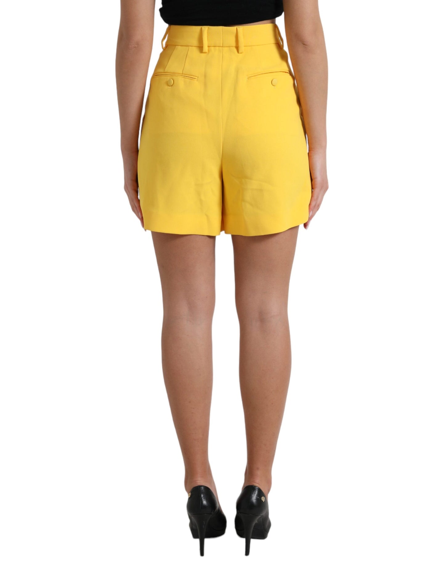 Dolce &amp; Gabbana Yellow Viscose High Waist Bermuda Shorts