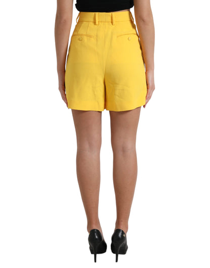 Dolce &amp; Gabbana Yellow Viscose High Waist Bermuda Shorts