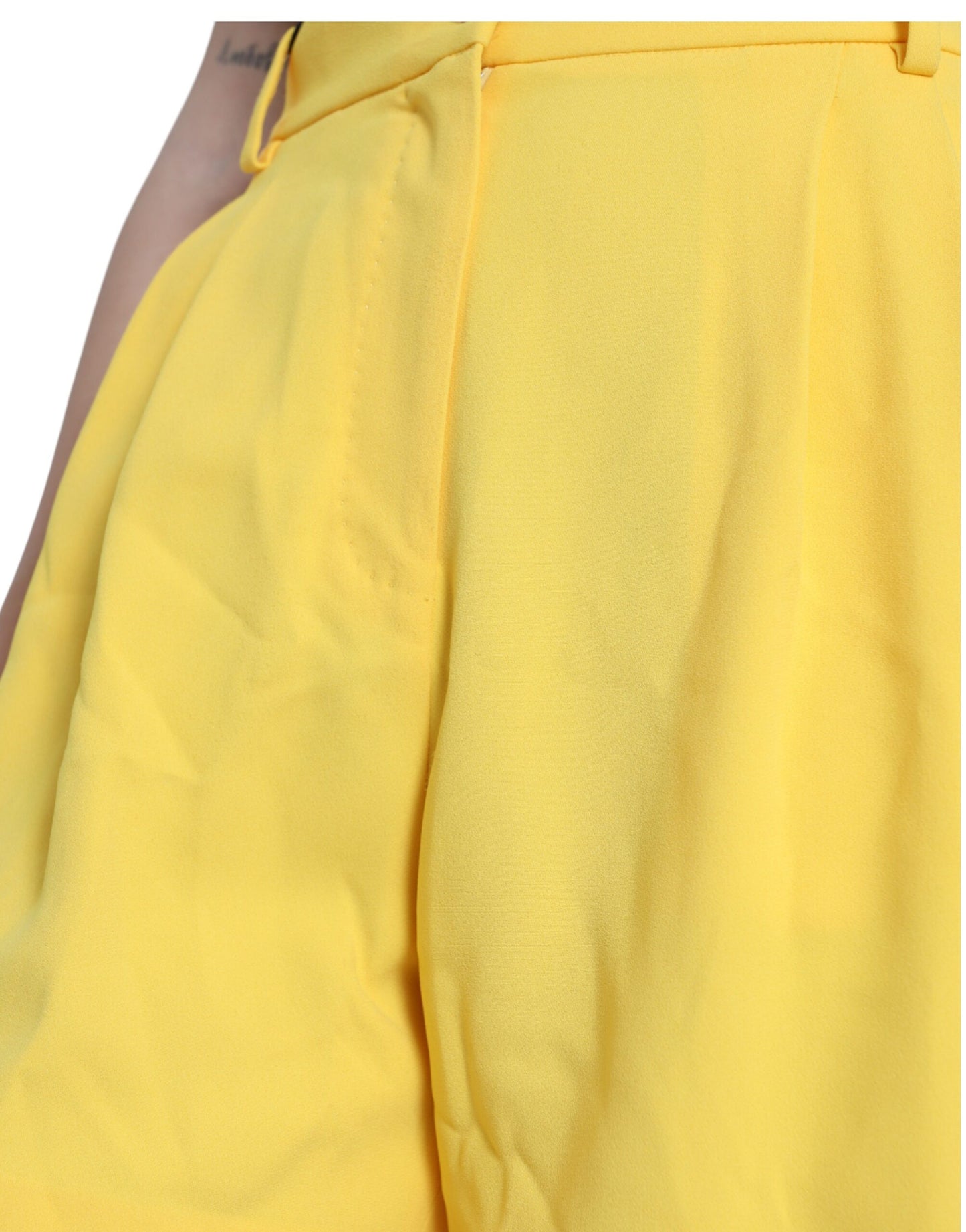 Dolce &amp; Gabbana Yellow Viscose High Waist Bermuda Shorts