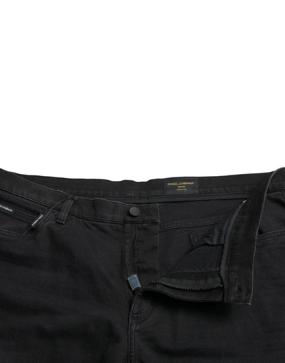 Dolce &amp; Gabbana – Bermuda-Shorts aus schwarzem Baumwollstretch