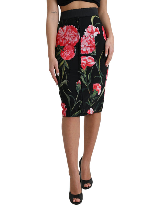 Dolce &amp; Gabbana – Knielanger Bleistiftrock im schwarzen Nelken-Look
