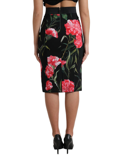 Dolce &amp; Gabbana – Knielanger Bleistiftrock im schwarzen Nelken-Look