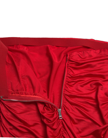 Dolce &amp; Gabbana – Eng anliegender Faltenrock aus Viskose mit hoher Taille in Rot