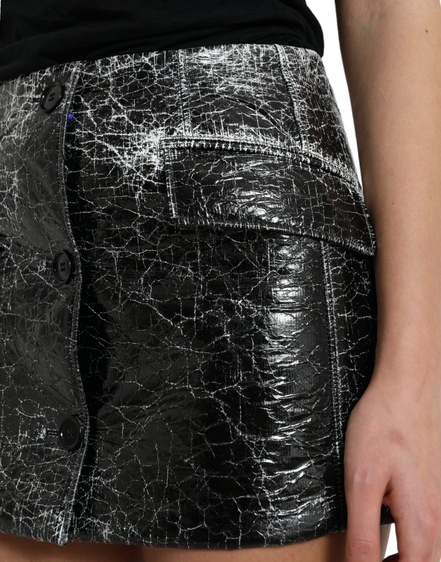 Dolce &amp; Gabbana – Schwarzer Minirock aus Baumwollmischung mit hoher Taille