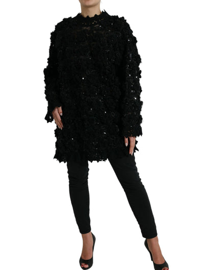 Dolce &amp; Gabbana – Schwarzer Pullover mit Paillettenverzierung