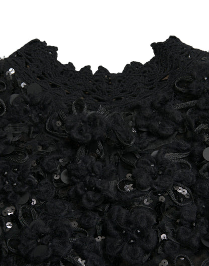 Dolce &amp; Gabbana – Schwarzer Pullover mit Paillettenverzierung
