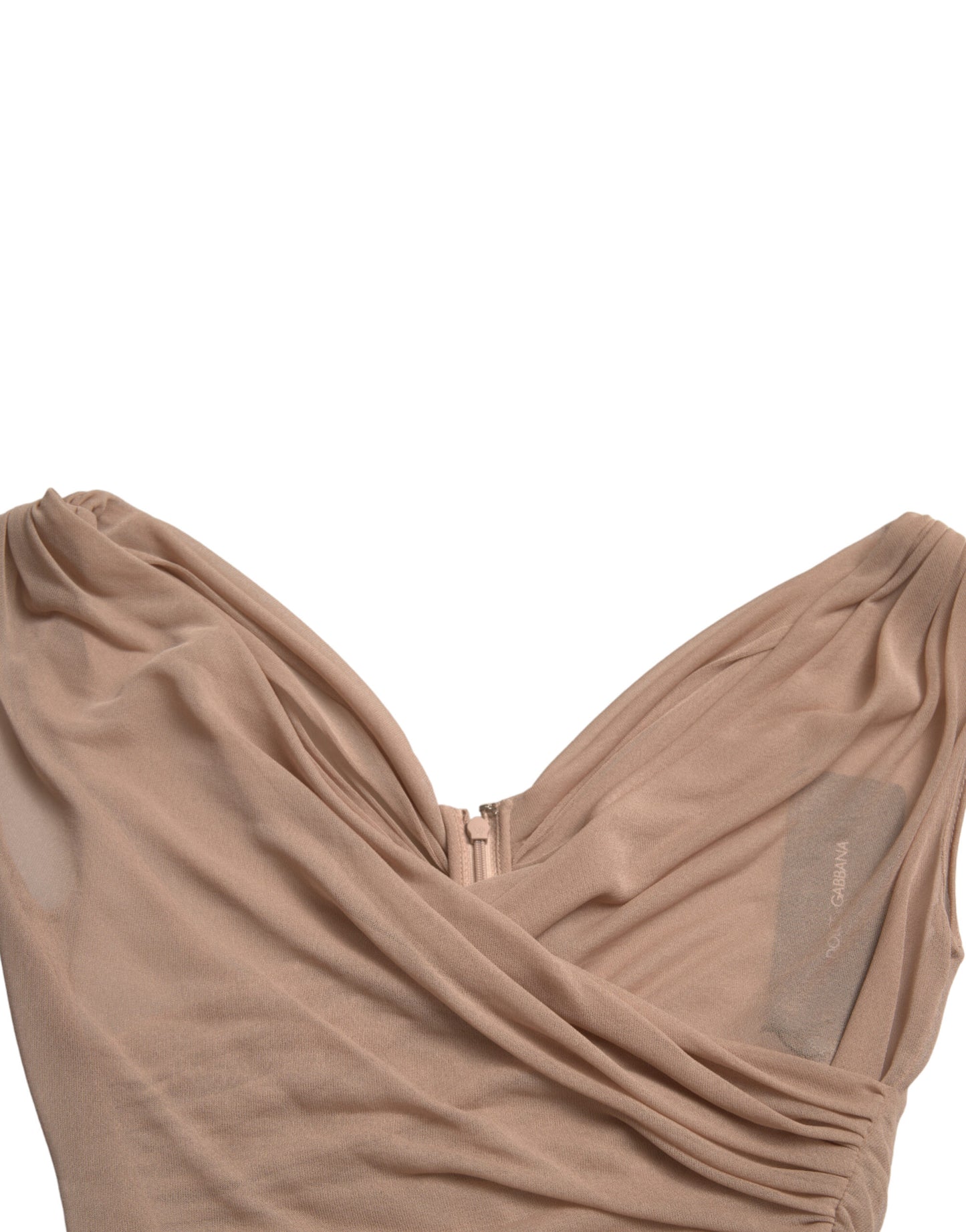Dolce &amp; Gabbana Beiges ärmelloses Tanktop aus Viskose mit V-Ausschnitt